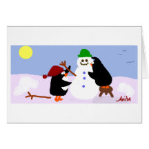 Bonhomme de neige cartes de vœux
