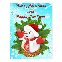 Bonhomme de neige de bébé et carte postale mignons