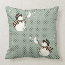 Bonhomme de neige de merveille d'hiver coussin