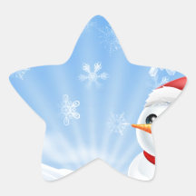 Bonhomme de neige de Noël dans la scène neigeuse Autocollant