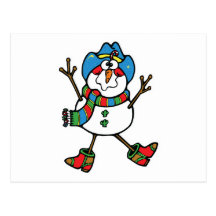 bonhomme de neige drôle de cowboy cartes postales