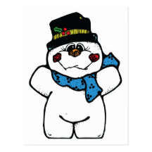 bonhomme de neige heureux de gel carte postale