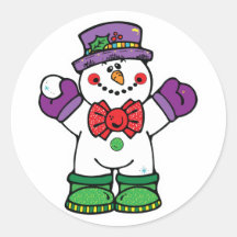 bonhomme de neige heureux idiot autocollants