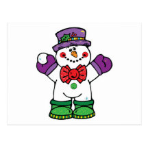 bonhomme de neige heureux idiot carte postale
