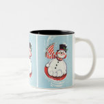 Bonhomme de neige sur le disque de neige mug