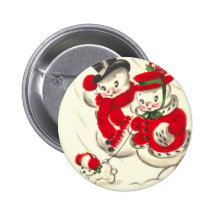 Bonhomme de neige vintage et bouton rond de Snowwo Badge