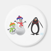 Bonhommes de neige et pingouin magnets