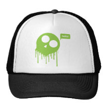 Bonjour égouttement vert de crâne casquette de camionneur