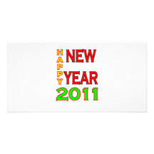 Bonne année 2011 Vert-Rouge Cartes De Vœux Avec Photo