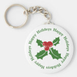 Bonnes fêtes baie Keychain de houx Porte-clé