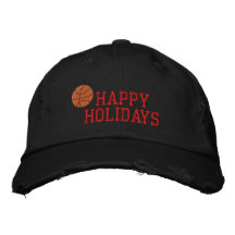Bonnes fêtes chapeau brodé par basket-ball