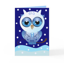 Bonnes fêtes hibou de neige de carte