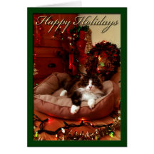 Bonnes fêtes, Noël, chat Cartes De Vœux