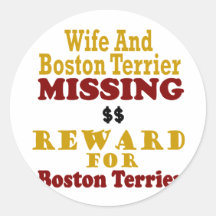 Boston Terrier et récompense absente d'épouse pour Autocollant