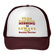 Boston Terrier et récompense absente d'épouse pour Casquettes