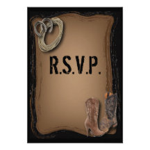 Bottes de cowboy de pays RSVP l'épousant occidenta Cartons D'invitation
