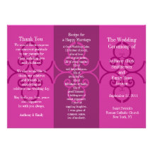 Boucle de rose de brochure de programme de mariage invitations personnalisées