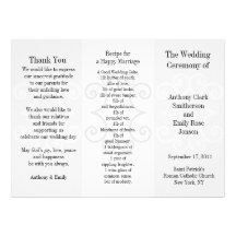 Boucle grise de brochure de programme de mariage invitations personnalisées