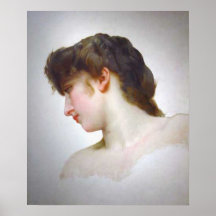 Bouguereau - blonde Profil d'Étude de Tête De Femm Affiche