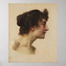 Bouguereau - Étude de Tête d'Elize Brugière Affiches