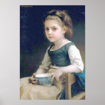 Bouguereau - petit Bleu de Bol d'Au de Fille Affiche