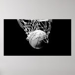 Boule de basket-ball de B&W et affiche d'impressio