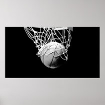 Boule de basket-ball de B&W et affiche d'impressio