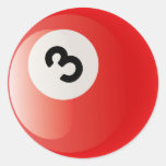 BOULE DE BILLARDS DU NUMÉRO 3 AUTOCOLLANTS RONDS