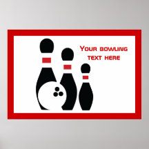Boule de bowling et coutume rouge noire de goupill affiche
