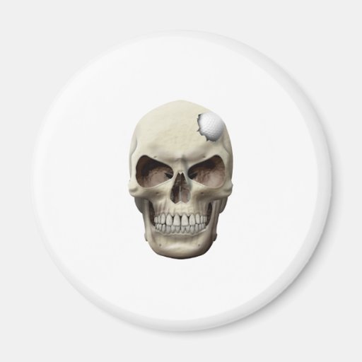 Boule de golf dans le crâne magnets pour réfrigérateur