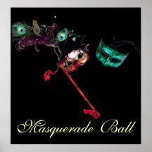BOULE de MASCARADE de MARDI GRAS, noire Posters