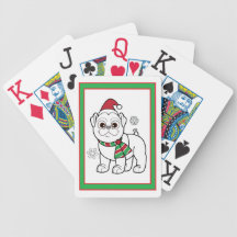 Bouledogue de Noël Cartes Bicycle Poker