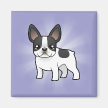 Bouledogue français de bande dessinée magnets pour réfrigérateur