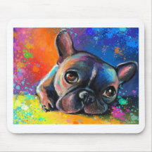 Bouledogue français mignon peignant Svetlana Novik Tapis De Souris