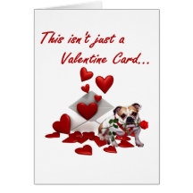 Bouledogue Maddie rose et coeurs Valentine Carte