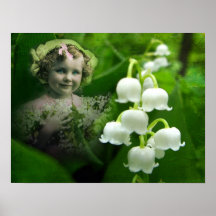 Bouquet blanc doux de fleur de Bell du muguet Posters