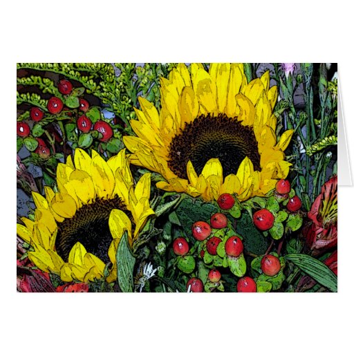 Bouquet de tournesol ! cartes de vœux