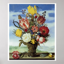 Bouquet des fleurs sur un rebord posters