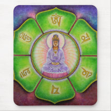 Bourdonnement" Mousepad de Kuan Yin "OM Mani Padme Tapis De Souris