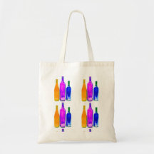 Bouteilles en verre assez colorées sac en toile