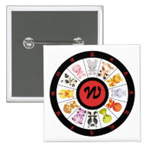 Bouton chinois mignon décoré d'un monogramme de ce badge avec épingle