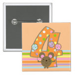 Bouton d'anniversaire d'orange de souris de ballon pin's
