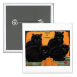 Bouton de Halloween de chats noirs Badge