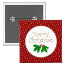 Bouton de houx de Joyeux Noël Badges Avec Agrafe