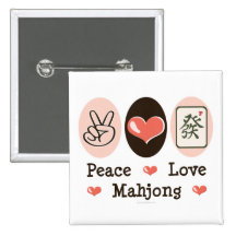 Bouton de Mahjong d'amour de paix Badges Avec Agrafe