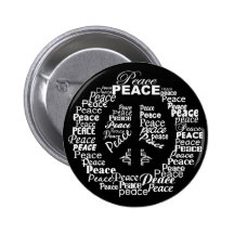 Bouton de paix - noir et blanc badges avec agrafe