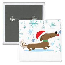 Bouton de teckel de Noël Badge