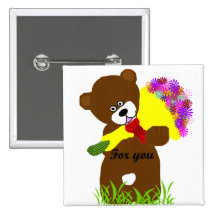 Bouton d'ours de la livraison de fleur badges avec agrafe