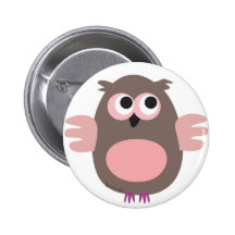 Bouton drôle de hibou de bande dessinée de regarde pin's