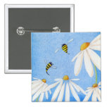 Bouton heureux de marguerites d'abeille badge avec épingle